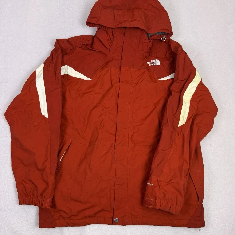 The North Face HyVent Ski Jacket Men's XL Red‎ Hooded Shell Stained